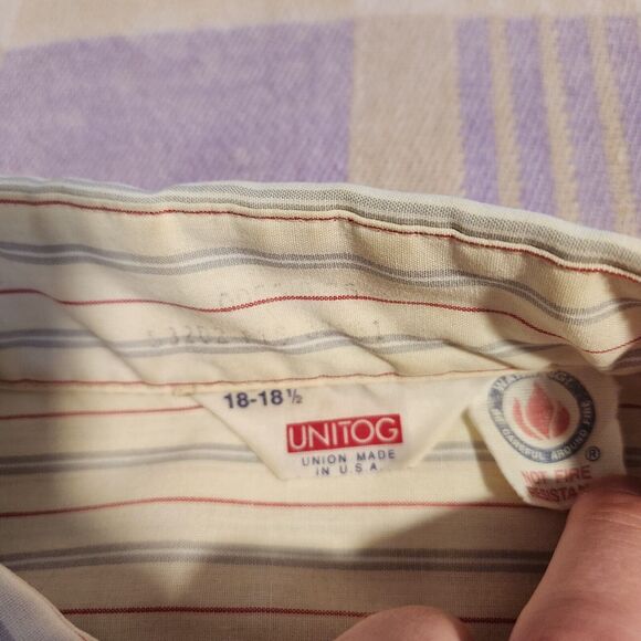 Vintage Bud Light Beer Worker Shirt Button USA Union Anheuser Busch Striped - Picture 3 of 10